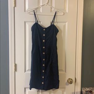 Maurices Navy Blue Dress with Brown Buttons